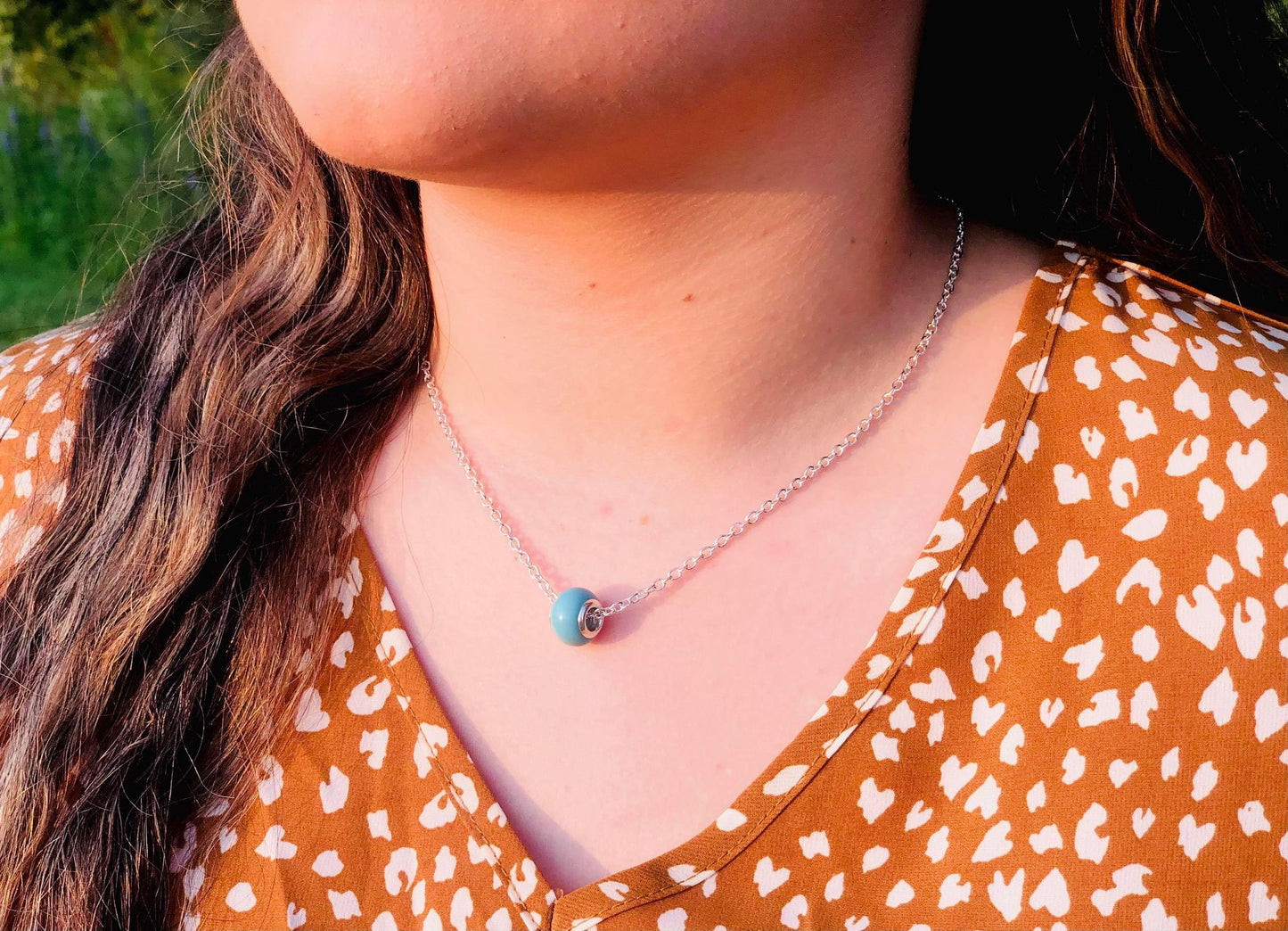 Turquoise sliding pendant necklace